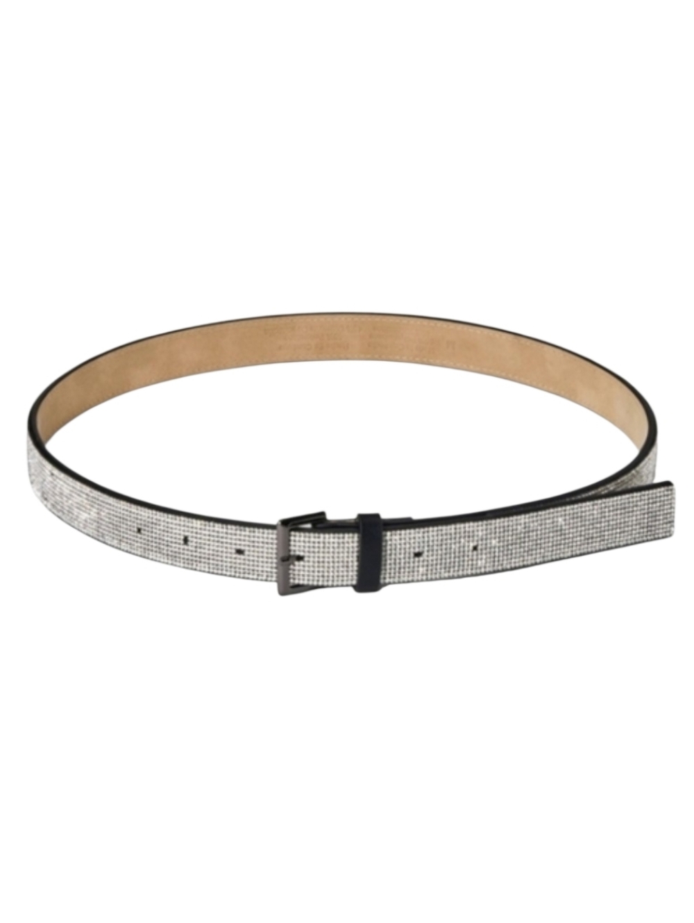 Black Bling Belt Women's Size Medium 40" Silver Rhinestines Belt